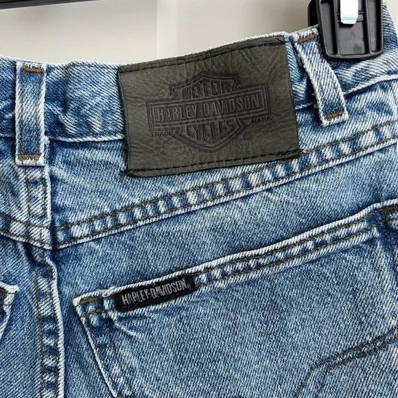 VINTAGE Harley Davidson High Rise Mid Thick Denim Jean Short Size 4